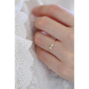 Elegant stone inlay with letters, zirconium, ring with stone, 750 sample gold