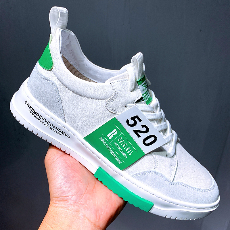 欧洲站休闲春秋季板潮鞋男时尚软真皮鞋软底低帮百搭运动风鞋子男