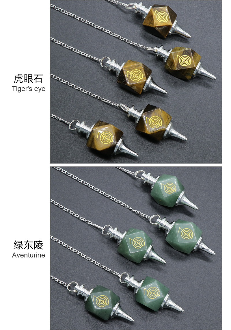 chakela amethyst powder crystal spirit pendulum green gold tiger eye stone healing necklace