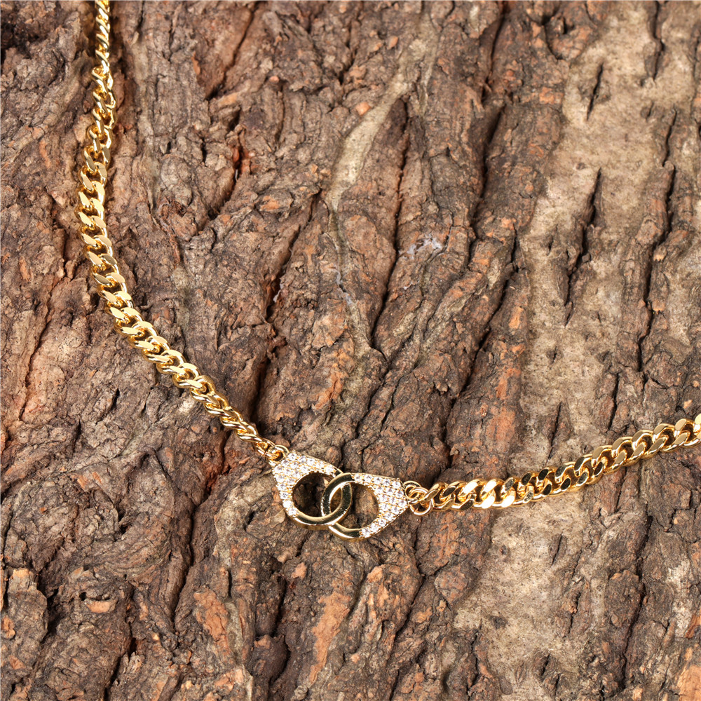 punk diamond handcuff necklace