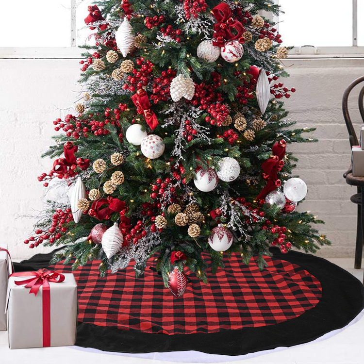 Christmas Decoration Red And Black Plaid Flannel Tree Skirt display picture 1