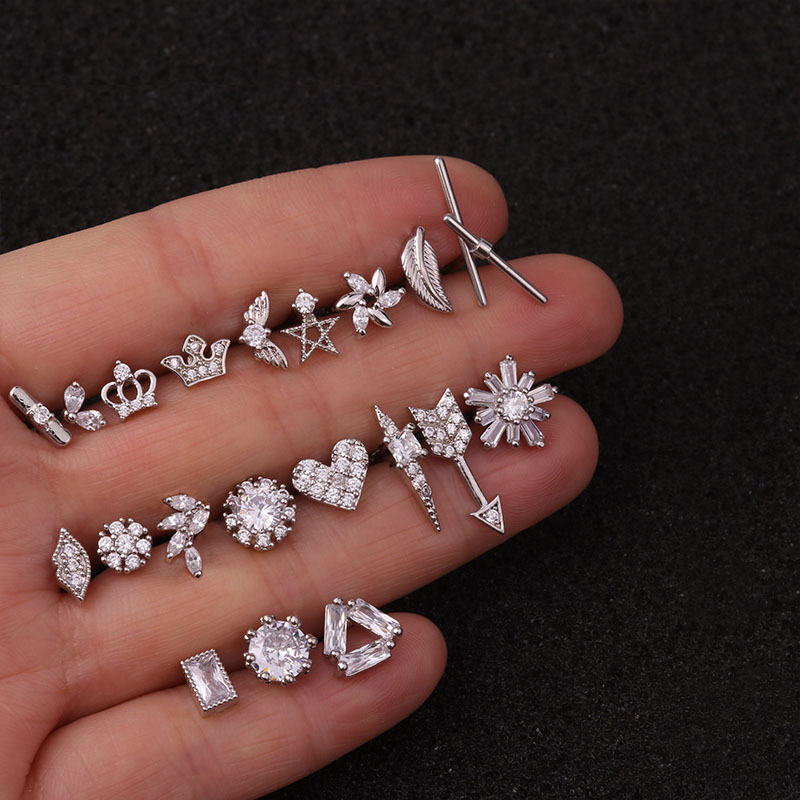 Ear Cartilage Rings & Studs Ethnic Style Flower 316 Stainless Steel  Copper display picture 21