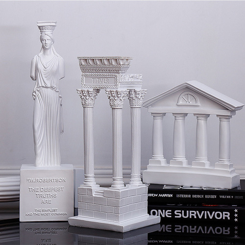 Greek Ancient City Temple Building Model Roman Column Decorative Item European Style Decoration Statues of Gypsum Columns Resin Sculpture 