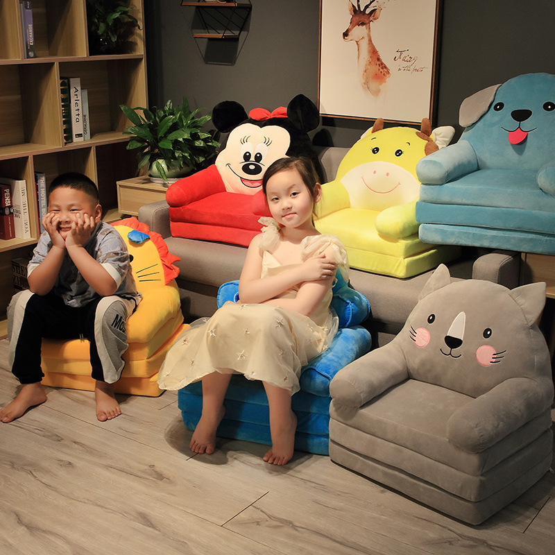 Children's Sofa Cute Cartoon Lazy Foldableing Small Sofa Bed Girl Princess Baby Toddler Dual-Use Child Seat