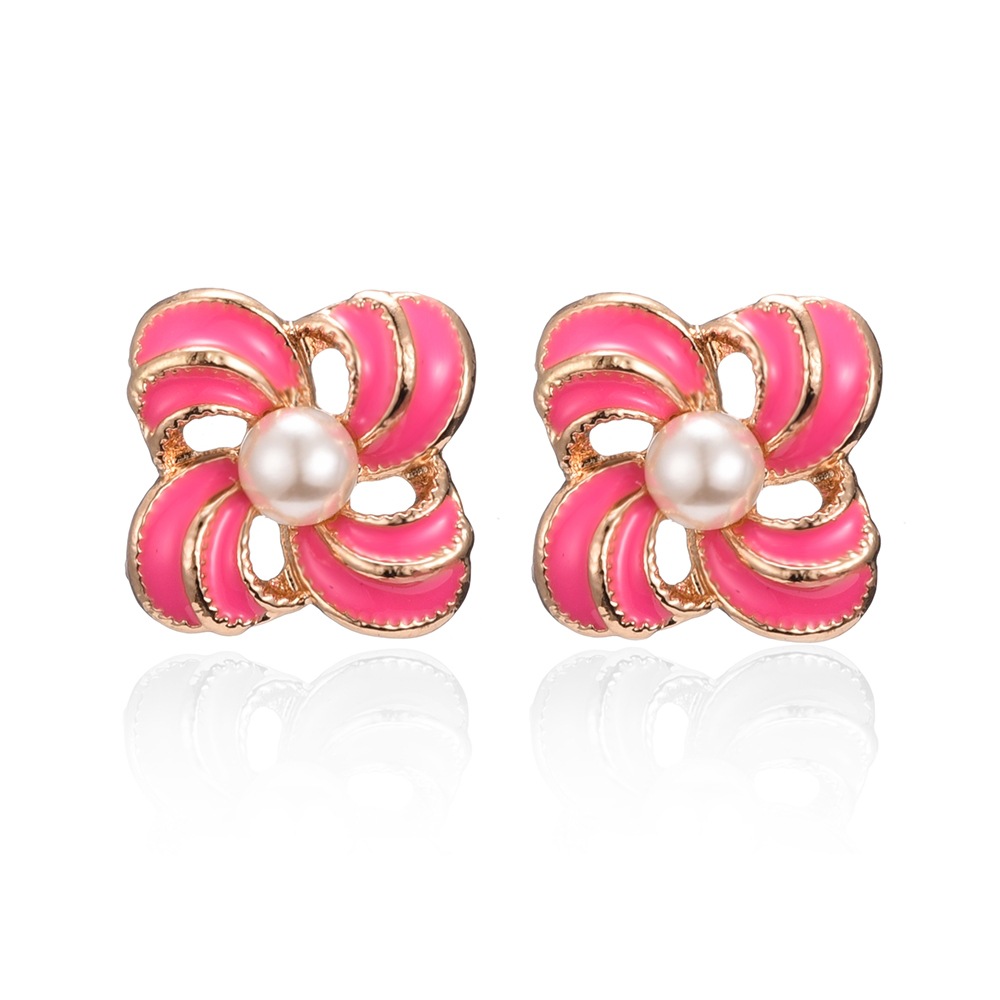 Korean New Candy-colored Earrings Dripping Oil And Pearl Sweet Earrings display picture 7