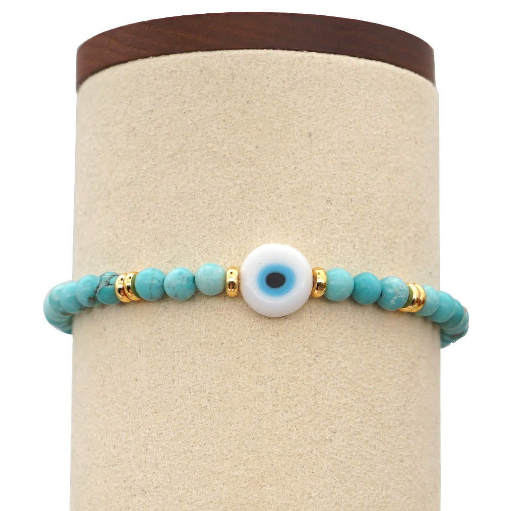 fashion semi-precious stones glazed demon eye bracelet