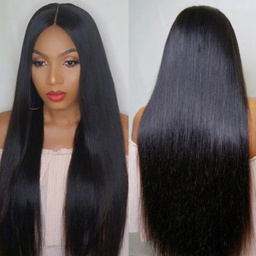 African cross-border wig for women with long straight hair, middle parting, African synthetic fiber headgear for women, straight wave manufacturer wholesale