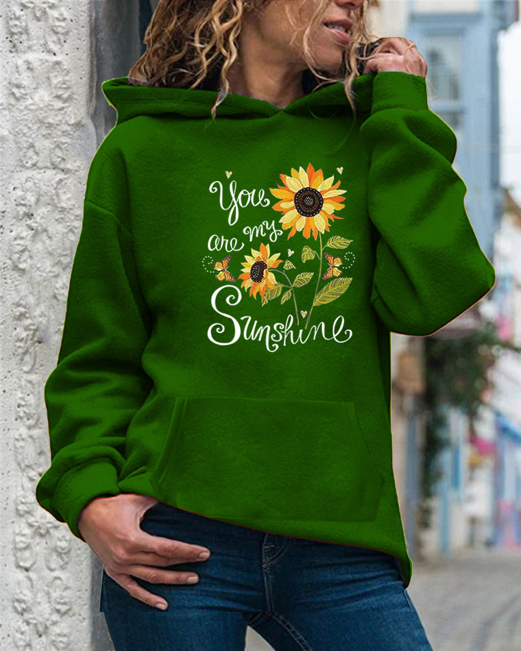 Femmes Sweat À Capuche Manche Longue Hoodies Et Pulls Molletonnés Impression Décontractée Tournesol Lettre display picture 4