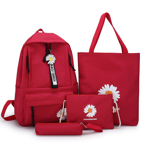 New ins Japanese Daisy Girl Canvas School Bag Korean Version Junior High School Student Backpack Simple Backpack for Women