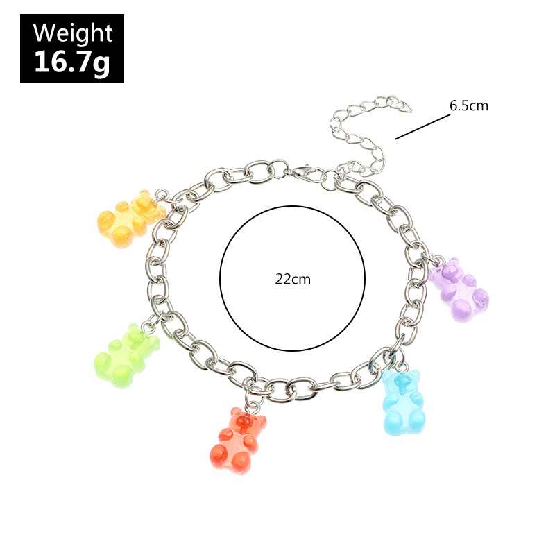 Jewelry Wholesale Sweet And Lovely Resin Bear Anklet Color Bear Pendant Bracelet Wholesale display picture 1