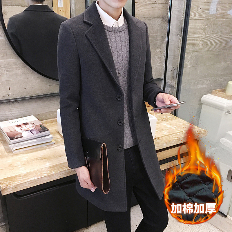 Gabardina de los hombres de longitud media SLIM-Fit estilo coreano otoño 2022 Nuevo abrigo de lana de los hombres otoño e invierno abrigo de lana de moda