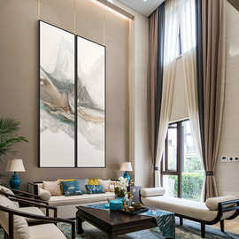 背有靠山客厅装饰画新中式禅意水墨中国风巨幅公寓超大幅复式楼壁