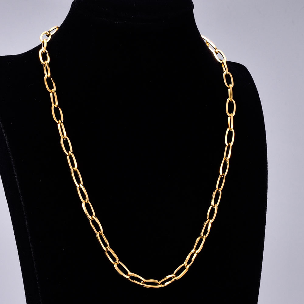 Wholesale Jewelry Thick Flat Chain Titanium Steel Necklace Nihaojewelry display picture 5