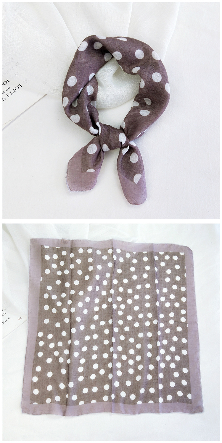 50g Weight Silk Scarf Classification Travel Occasion Unisex Gender Printing Design Sweet Style Grey&Pink, Grey, White, Purple, Green, Blue, Camel, Yellow, Black Color Cotton Linen Small Square Scarf 28