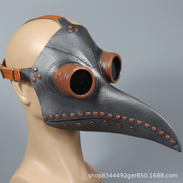 Pájaro boca máscara de cabeza de cuervo plaga médico Steampunk medieval máscara protectora cos largo pájaro boca cabeza cubierta