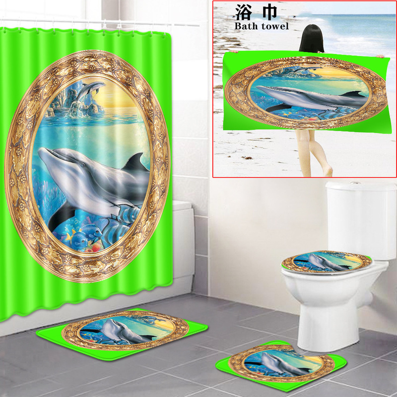 Factory spot Bohemian bathroom toilet mat shower curtain bath towel set a wholesale price large quantity enjoy excellent