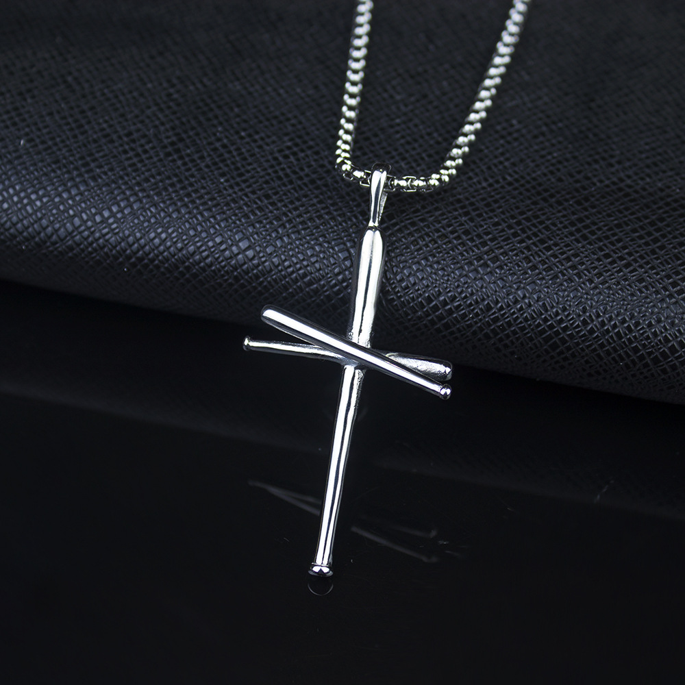 Collana con croce in acciaio inox stile punk per uomo e donna_voghion.com