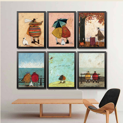 Retro Reminiscence Decorative painting American style Wall paintings personality originality Café Restaurant Hanging picture bedroom mural Loving couple