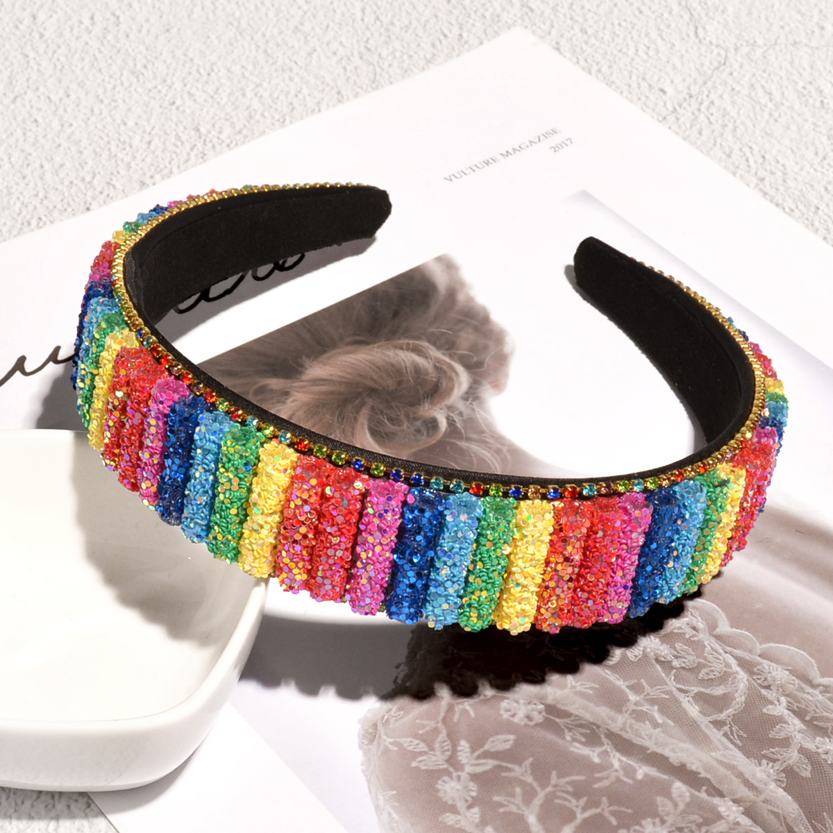 Candy Color Diamond Headband display picture 1