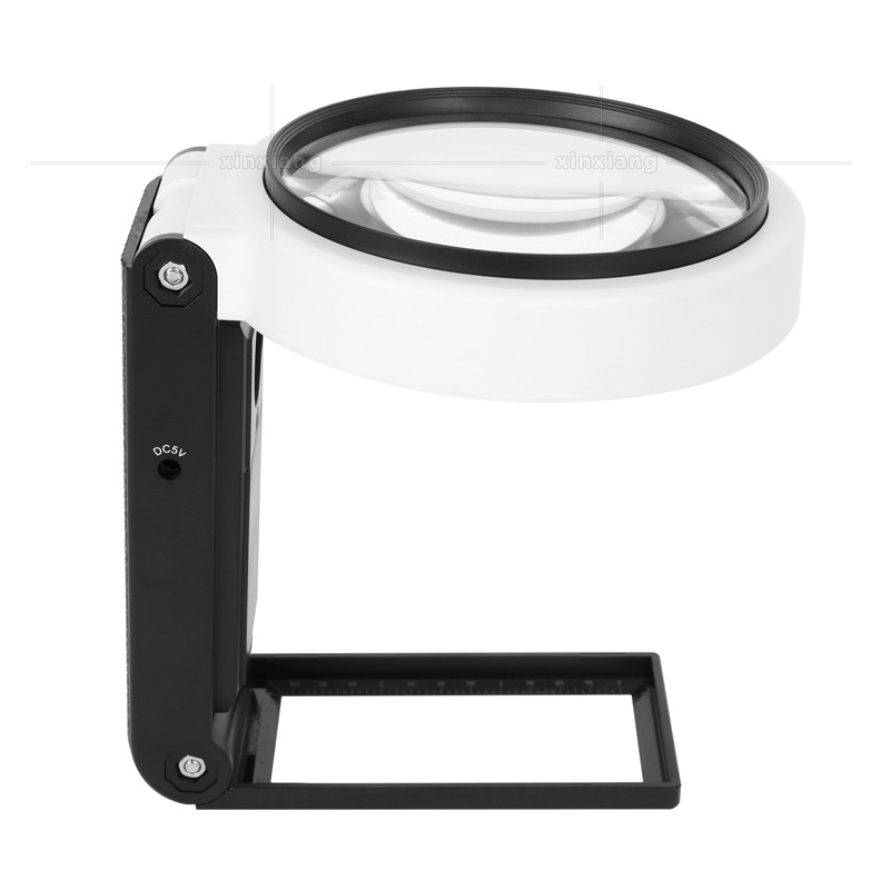 thumbnail image 1 of Lupa de 3,5X 25X con luz y soporte, diseño plegable, 8 LED iluminados para trabajos de cerca, lectura de gafas grandes de mano, 1 of 5