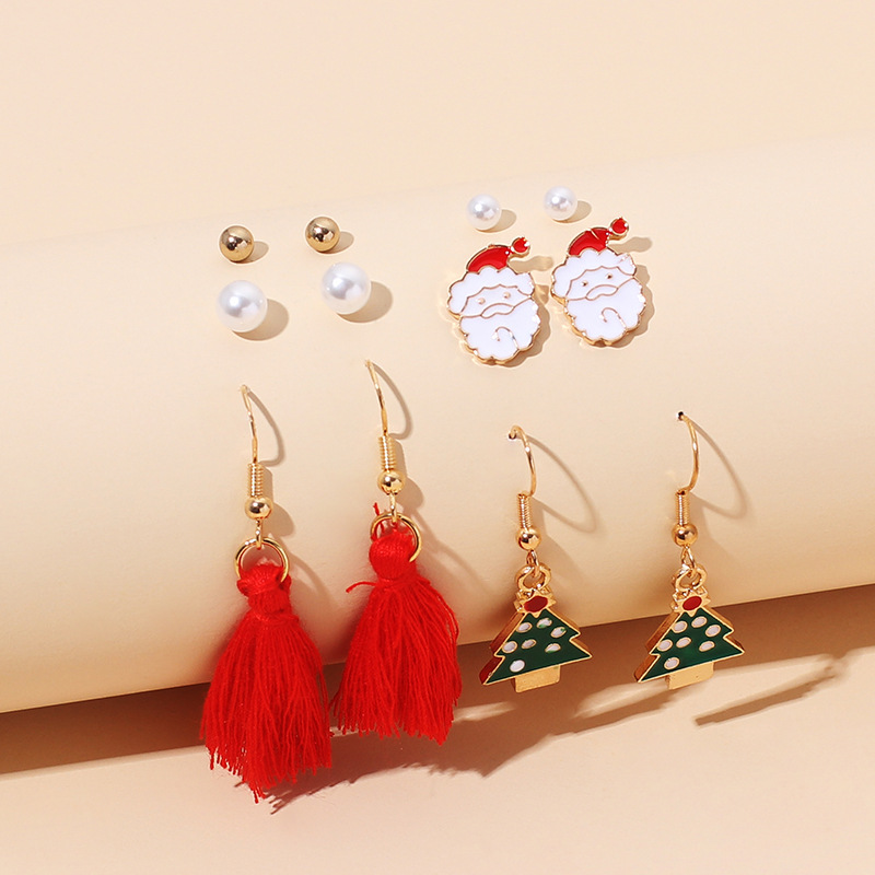 8g Weight Earrings Classification Wedding, Travel Occasion Women'S Gender Vintage Style Style  New  Cute Cartoon Christmas Earrings Set 4