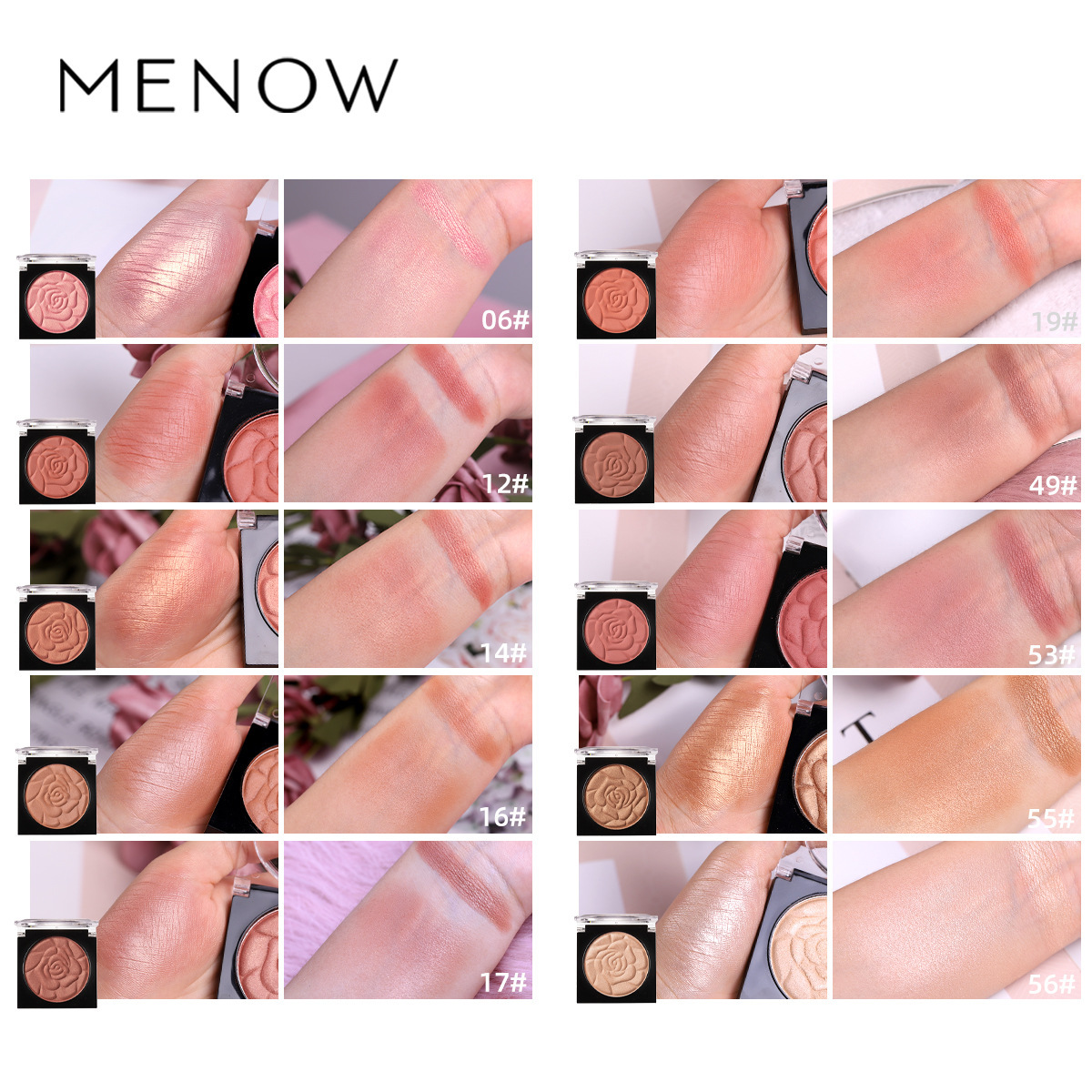 Menow Meino B705 Top Color Petal Blush Monochrome Blush Rouge Natural Concealer Mute Light
