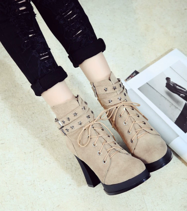 Demi-season fashionable high boots platform