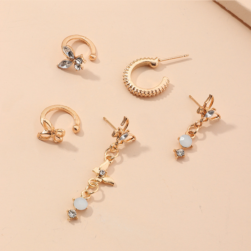 New Fashion Opal Butterfly Earrings Without Pierced Ears Ear Clips Wholesale display picture 2