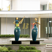 力必特玻璃鋼古典雕塑酒店大堂售樓部餐廳門口迎賓人物藝術展館