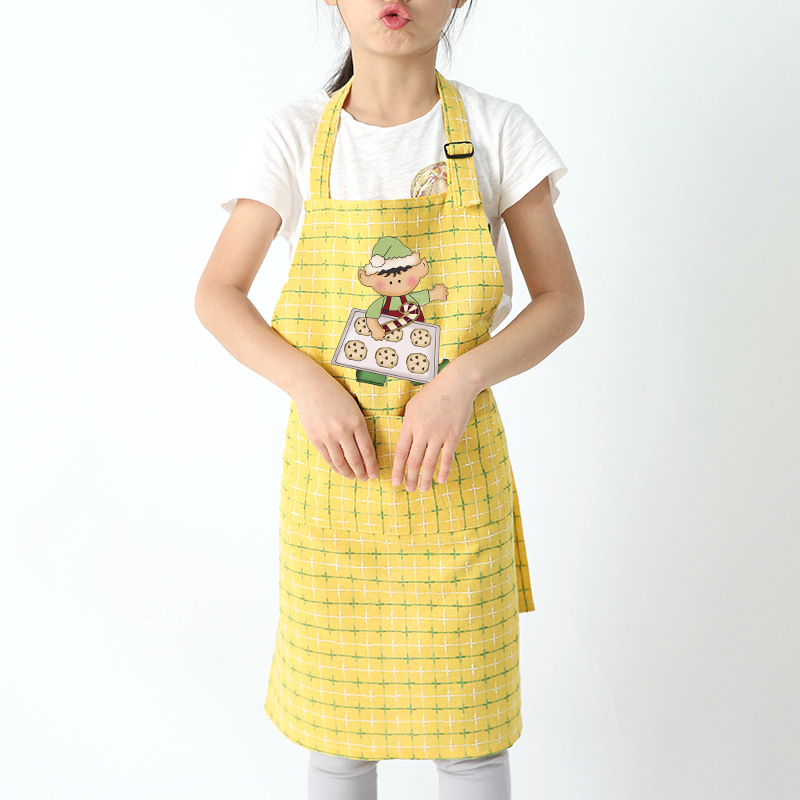 Delantal antiincrustante de dibujos animados para niños clase hecha a mano para hornear pintura graffiti jardín de infantes arte pintura comer Halter lindo