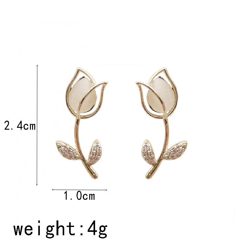 Korea's New S925 Silver Needle Opal Diamond Flower Earrings Wholesale Nihaojewelry display picture 8