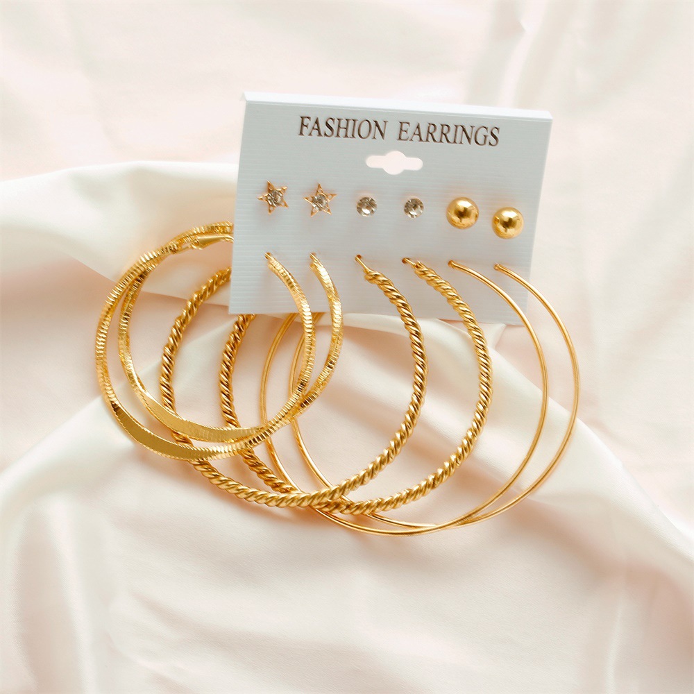 Hot Sale Creative 6 Pairs Of Big Circle Simple Earrings Set Wholesale display picture 8