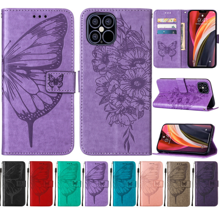 For transmission Infinix Note10 embossed butterfly mobile phone leather case Moto G50 embossed card protective case