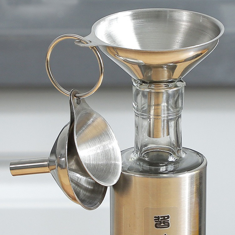漏斗家用不锈钢大口径厨房油斗大小号酒漏酒吊提子打酒器勺三件套