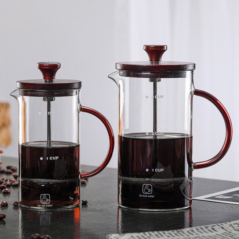 High borosilicate glass Press glass coffee filter tea maker French filter press hand coffee maker household coffee pot High borosilicate glass Press glass coffee filter tea maker French filter press hand coffee maker household coffee pot