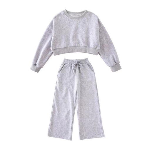 Girl's Set Autumn New Fashion Korean Version Middle Size Child Trendy Internet Star Short Sleeve Sweatshirt Wide Leg Pants Fashion