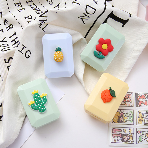 New creative cute resin patch contact lens box cartoon contact lens box companion glasses care box with mirror