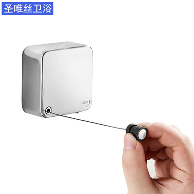 304不锈钢伸缩晾衣绳阳台浴室卫生间室内晾晒绳免打孔跨境供货|ms