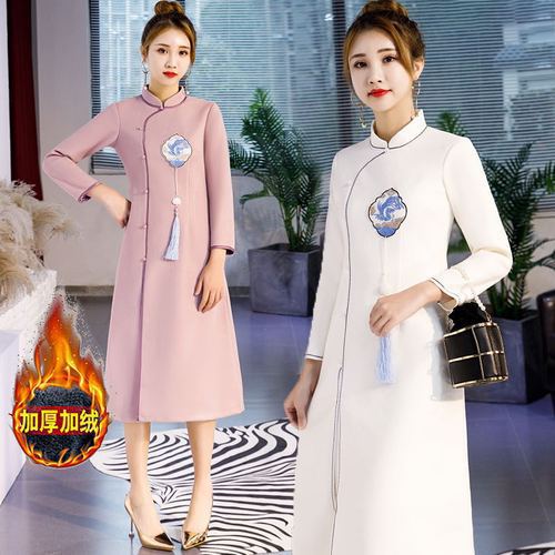 2020汉服女古风女中国风改良民国风旗袍唐装秋冬装毛呢大衣LT8900|ms