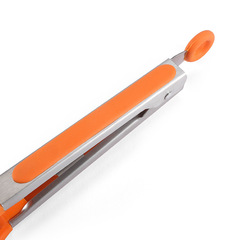 9-inch silicone food tongs thickened stainless steel non-slip handle food tongs barbecue tongs bread tongs cake tongs