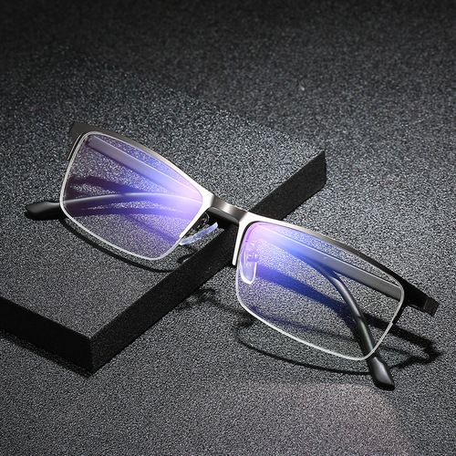 Prescription Blue Light Blocking Flat Top Semi-Rimless Sunglasses for Myopia