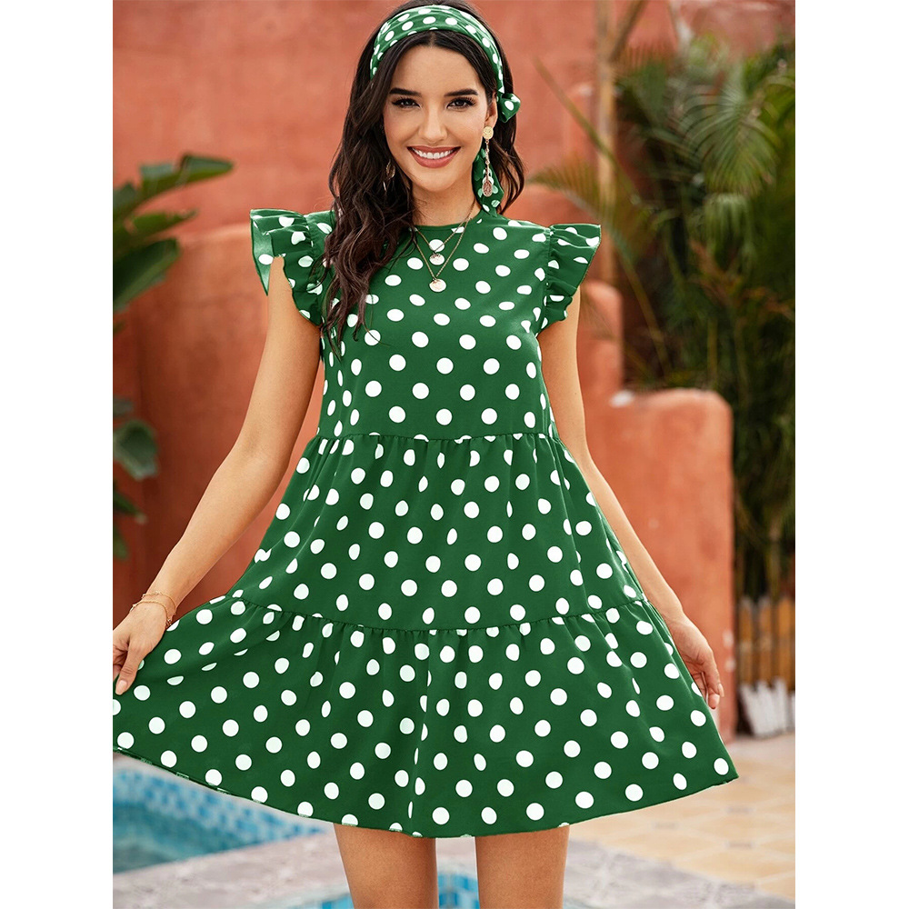 high waist polka dot loose princess dress NSSA40037