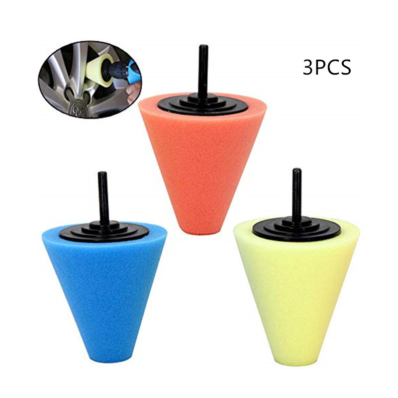 Venta al por mayor detalles de belleza coche cero pulido esponja cónica pulido rueda cubo medio malla esponja cepillo mango diámetro 6mm