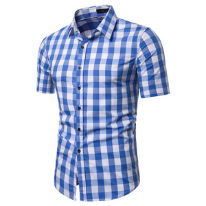 Men’s Short Sleeve Plaid Shirt summer shirt men