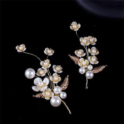 跨境歐美WISH新娘手工發飾珠花頭飾兩件套結婚紗攝影配飾品8539