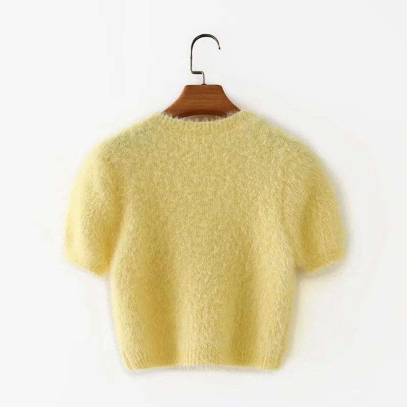 autumn new sweater light yellow furry skirt suit   NSAC14165