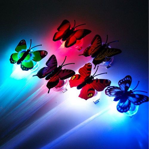 Factory direct sales colorful butterfly luminous braids LED flash fiber optic fake braids luminous hair braids stall goods