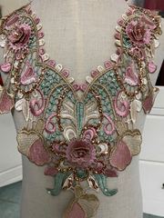 Water-soluble edge flower collar trim new exquisite embroidery collar with multi-color patch and gold embroidery for ancient costume collar decoration