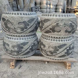 古建压顶石批发 寺庙青石柱基石多少钱 仿古石柱顶图片大全