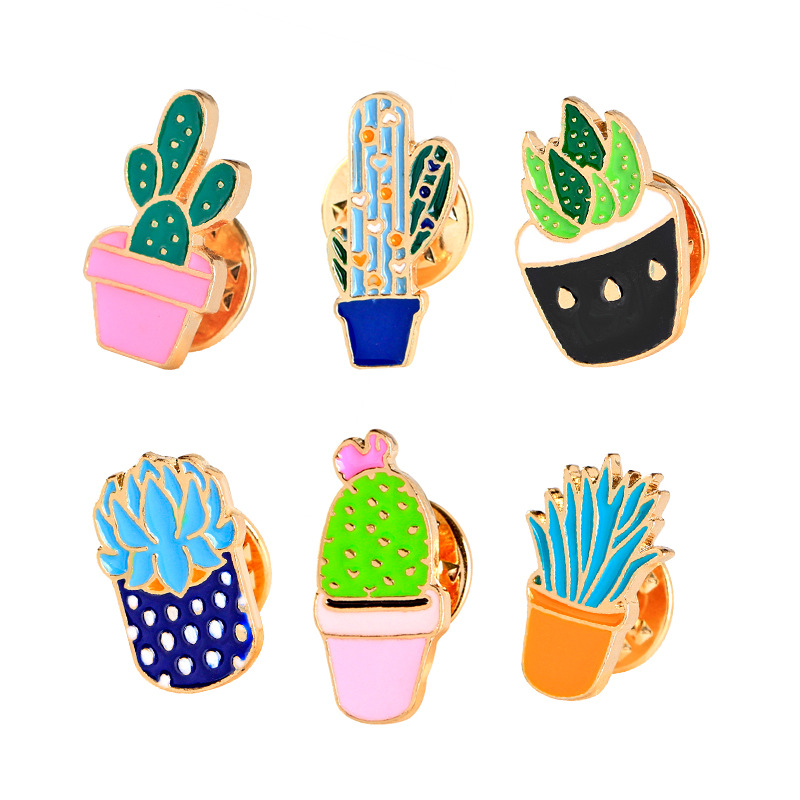Cartoon Cute Cactus Succulent Potted Series Brooch Set display picture 14